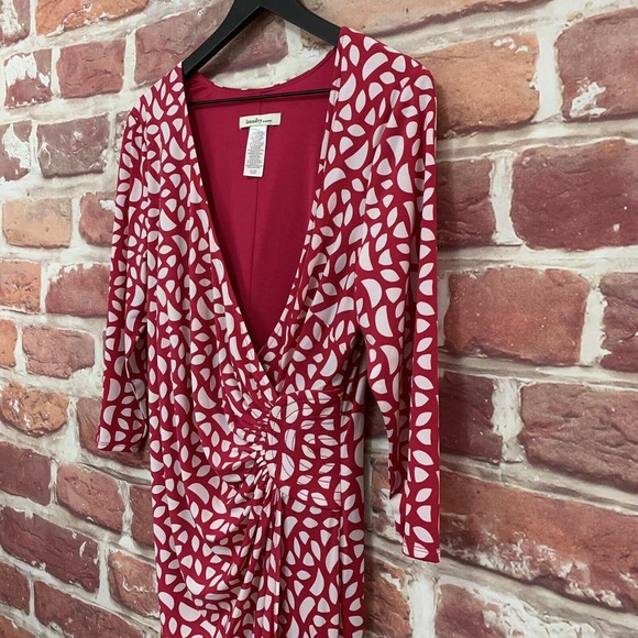 LAUNDRY SHELLI SEGAL WOMEN'S DARK PINK & WHITE ABSTRACT ZIP UP DRESS - Picture 3 of 8